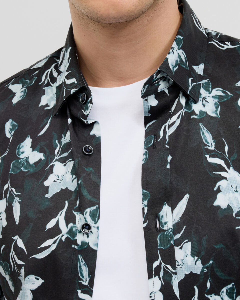 Shadow Floral Short Sleeve Shirt, Black, hi-res